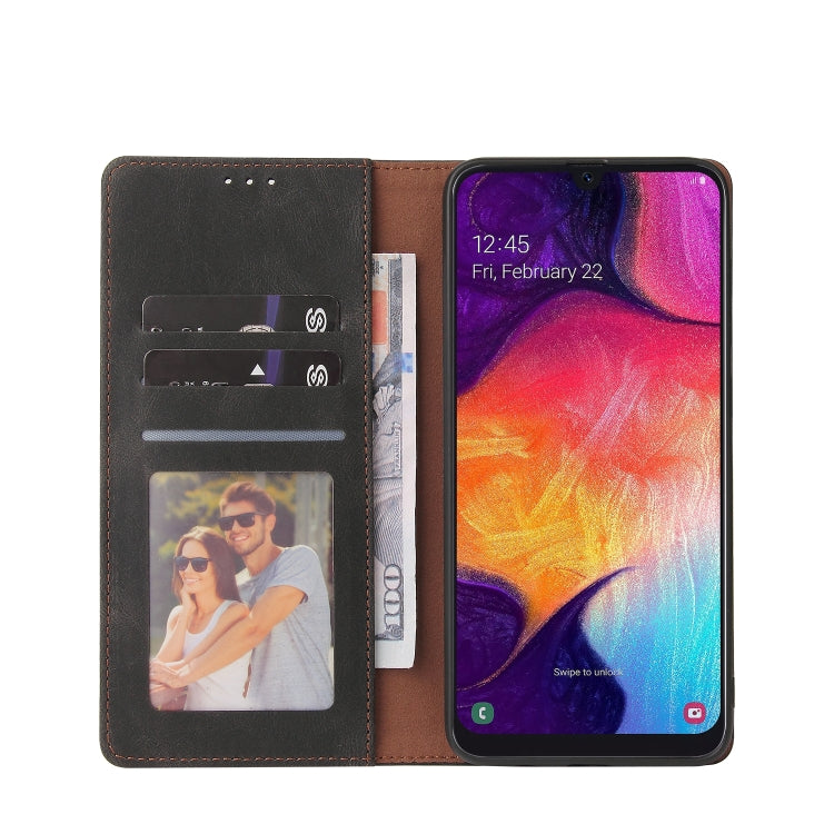 For Samsung Galaxy A50 Simple Suction Closure Horizontal Flip Leather Case with Holder & Card Slot & Wallet