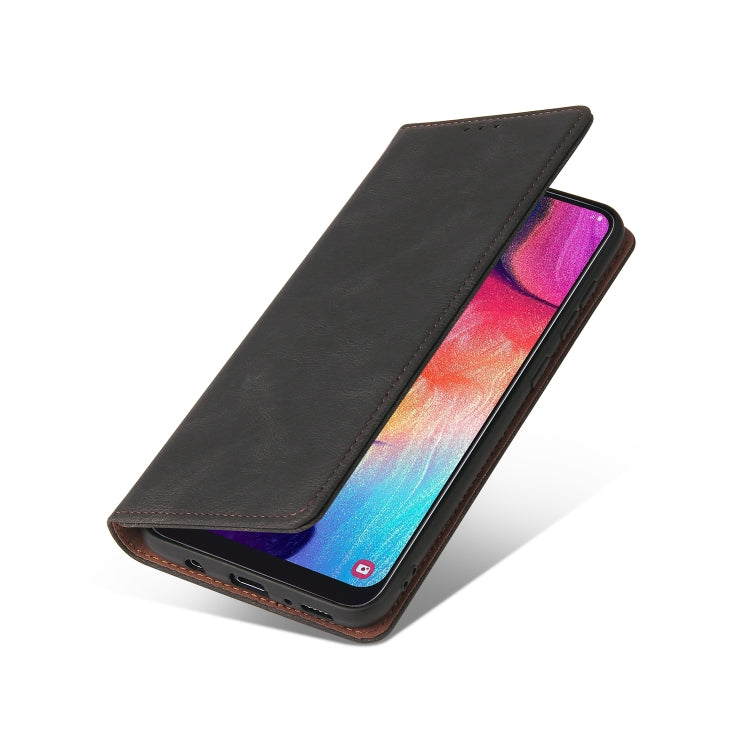 For Samsung Galaxy A50 Simple Suction Closure Horizontal Flip Leather Case with Holder & Card Slot & Wallet