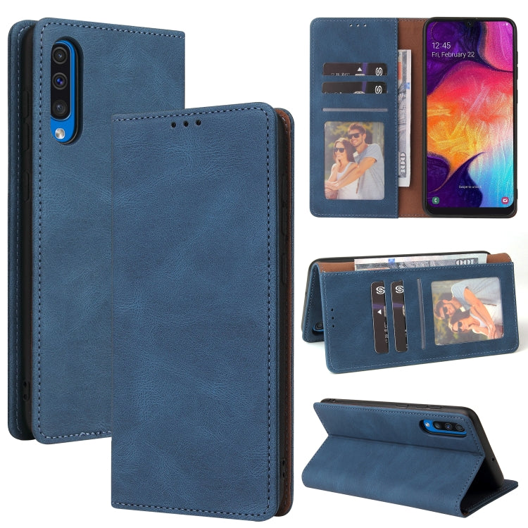For Samsung Galaxy A50 Simple Suction Closure Horizontal Flip Leather Case with Holder & Card Slot & Wallet