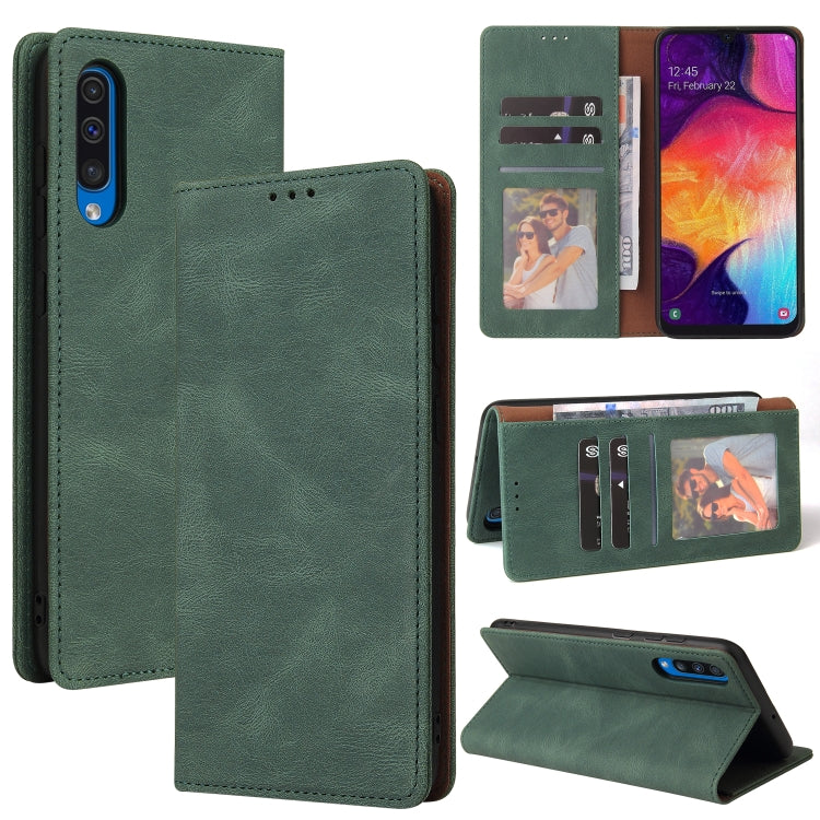 For Samsung Galaxy A50 Simple Suction Closure Horizontal Flip Leather Case with Holder & Card Slot & Wallet