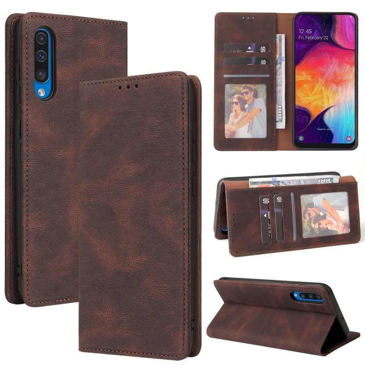 For Samsung Galaxy A50 Simple Suction Closure Horizontal Flip Leather Case with Holder & Card Slot & Wallet