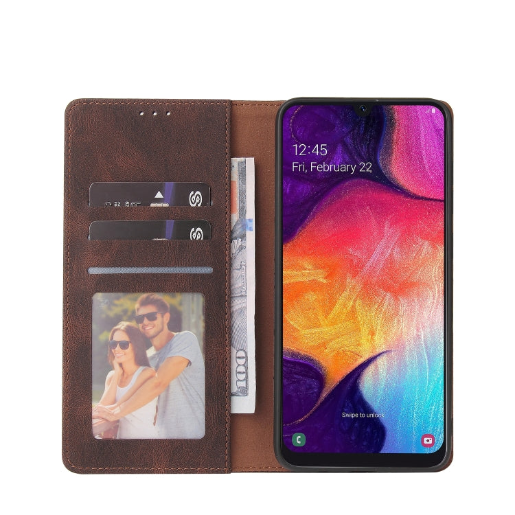 For Samsung Galaxy A50 Simple Suction Closure Horizontal Flip Leather Case with Holder & Card Slot & Wallet
