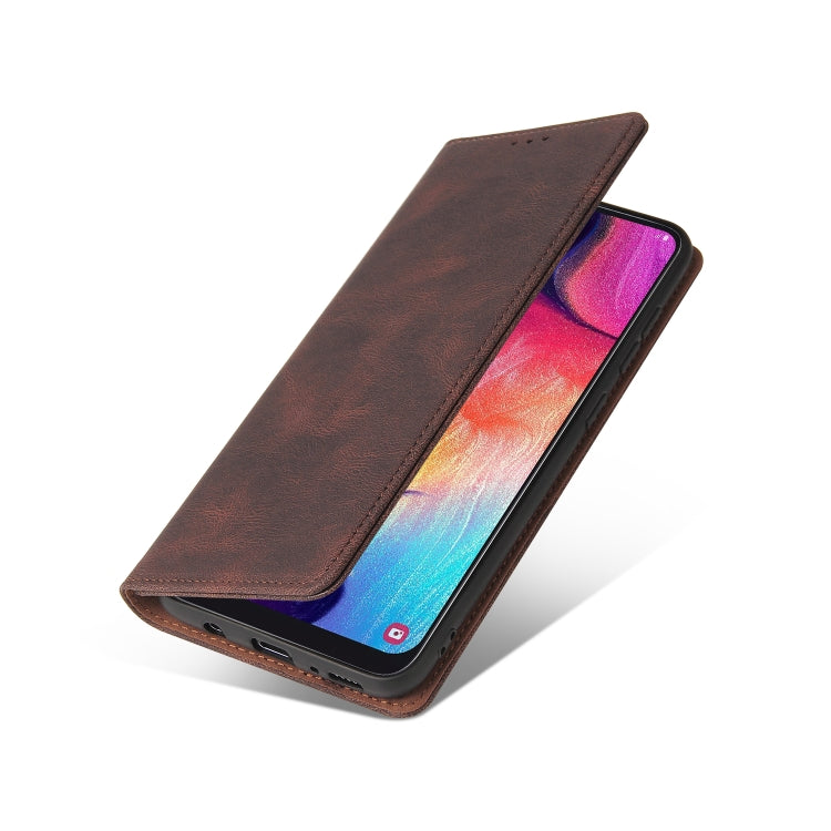 For Samsung Galaxy A50 Simple Suction Closure Horizontal Flip Leather Case with Holder & Card Slot & Wallet