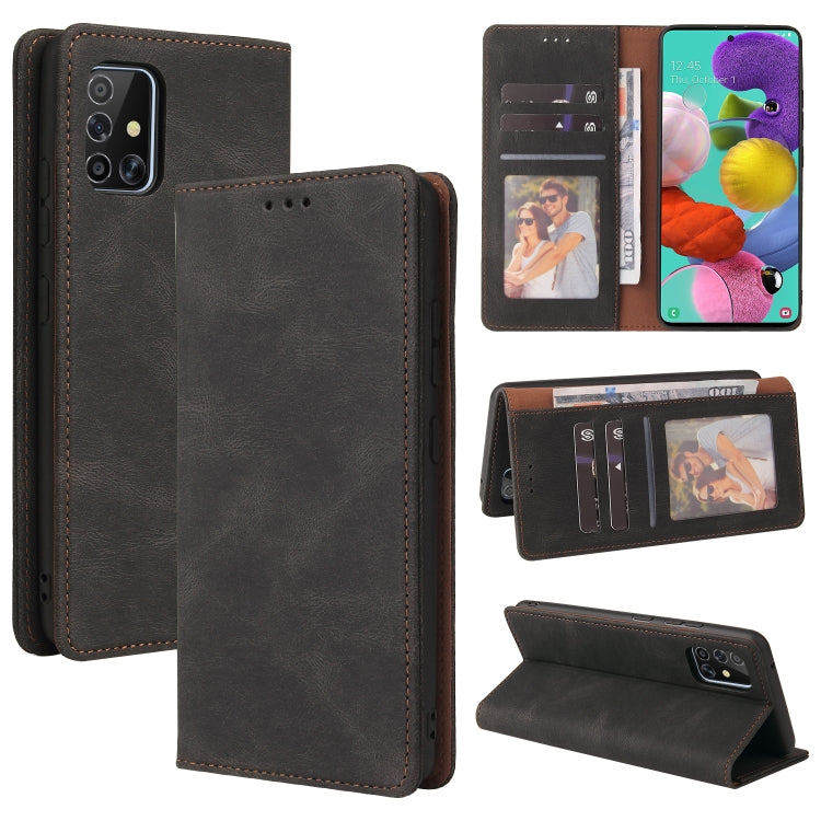 For Samsung Galaxy A51 Simple Suction Closure Horizontal Flip Leather Case with Holder & Card Slot & Wallet