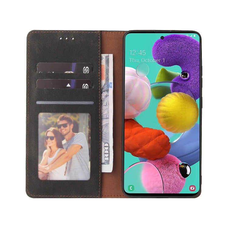 For Samsung Galaxy A51 Simple Suction Closure Horizontal Flip Leather Case with Holder & Card Slot & Wallet