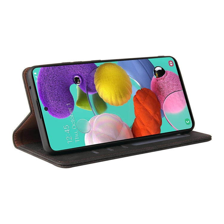 For Samsung Galaxy A51 Simple Suction Closure Horizontal Flip Leather Case with Holder & Card Slot & Wallet