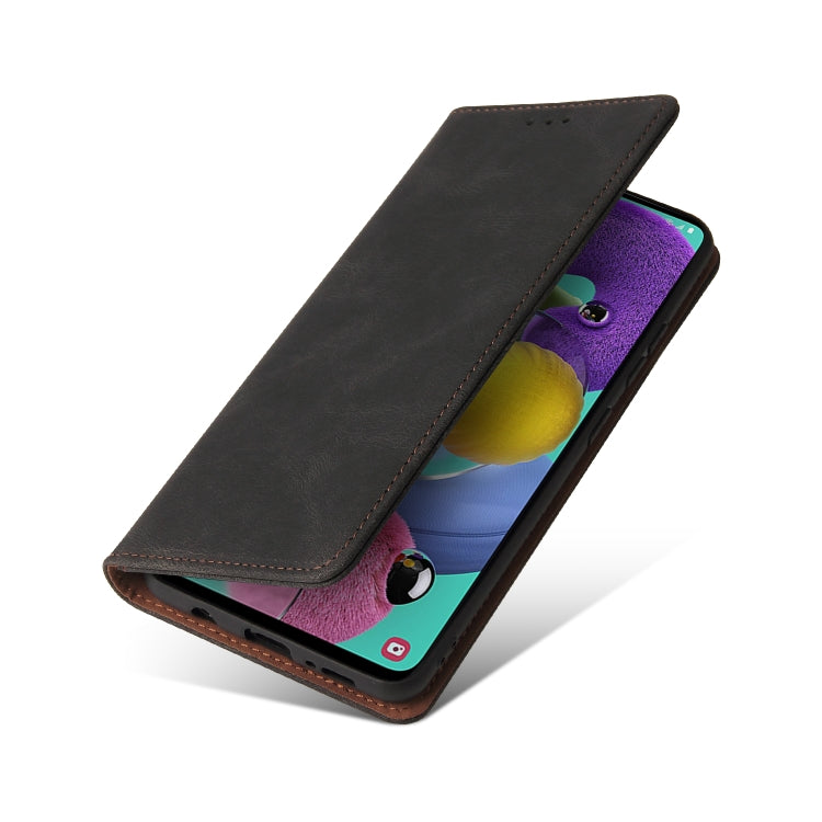 For Samsung Galaxy A51 Simple Suction Closure Horizontal Flip Leather Case with Holder & Card Slot & Wallet