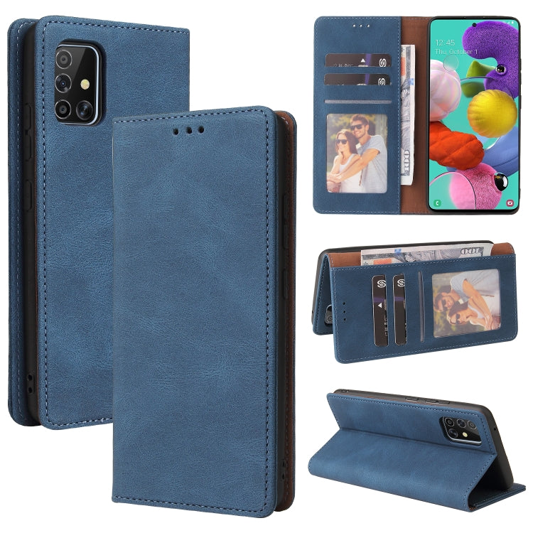For Samsung Galaxy A51 Simple Suction Closure Horizontal Flip Leather Case with Holder & Card Slot & Wallet