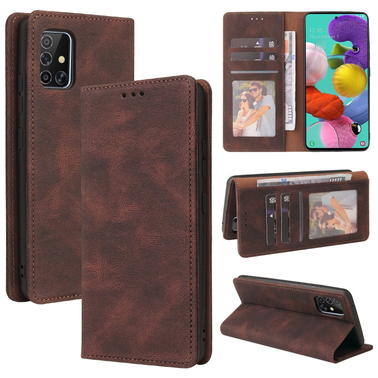 For Samsung Galaxy A51 Simple Suction Closure Horizontal Flip Leather Case with Holder & Card Slot & Wallet