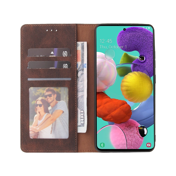 For Samsung Galaxy A51 Simple Suction Closure Horizontal Flip Leather Case with Holder & Card Slot & Wallet