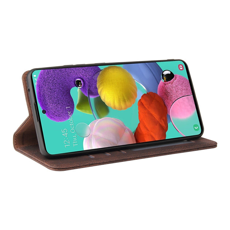 For Samsung Galaxy A51 Simple Suction Closure Horizontal Flip Leather Case with Holder & Card Slot & Wallet