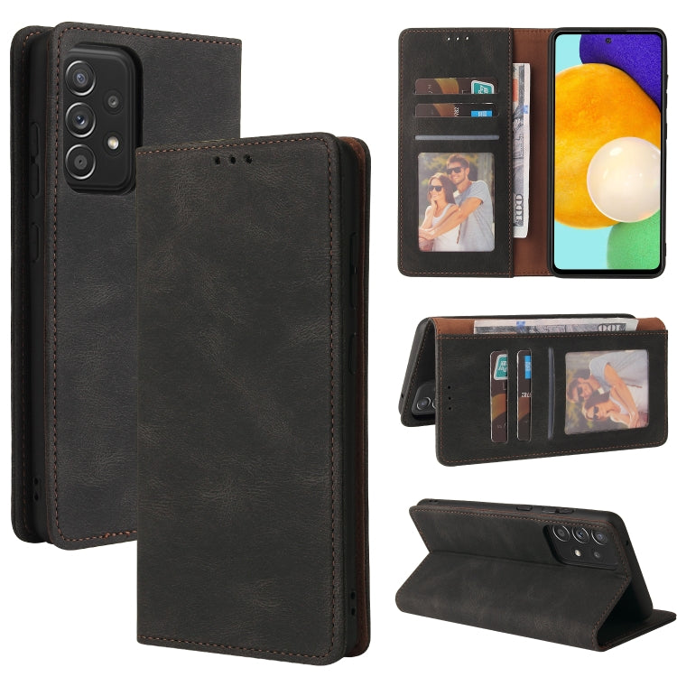 For Samsung Galaxy A52 5G / 4G Simple Suction Closure Horizontal Flip Leather Case with Holder & Card Slot & Wallet