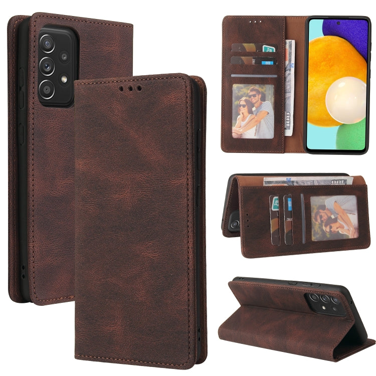 For Samsung Galaxy A52 5G / 4G Simple Suction Closure Horizontal Flip Leather Case with Holder & Card Slot & Wallet