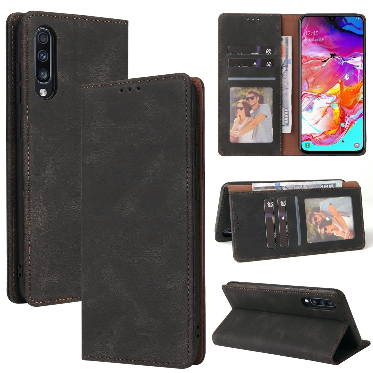 For Samsung Galaxy A70 Simple Suction Closure Horizontal Flip Leather Case with Holder & Card Slot & Wallet