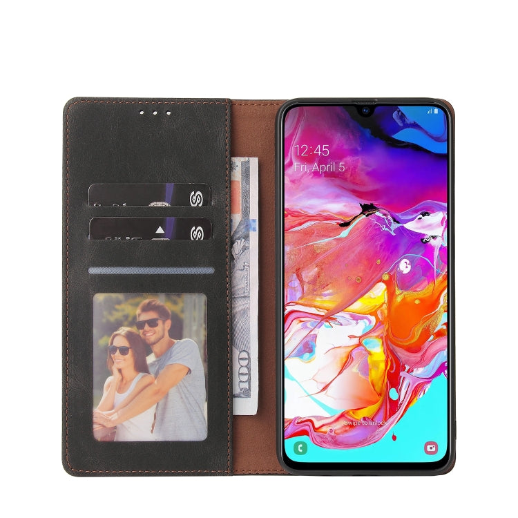 For Samsung Galaxy A70 Simple Suction Closure Horizontal Flip Leather Case with Holder & Card Slot & Wallet