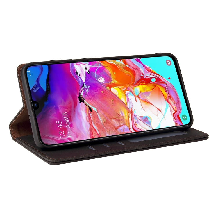For Samsung Galaxy A70 Simple Suction Closure Horizontal Flip Leather Case with Holder & Card Slot & Wallet