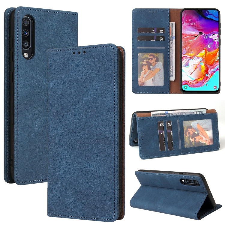 For Samsung Galaxy A70 Simple Suction Closure Horizontal Flip Leather Case with Holder & Card Slot & Wallet