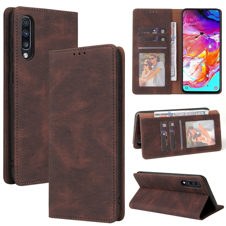 For Samsung Galaxy A70 Simple Suction Closure Horizontal Flip Leather Case with Holder & Card Slot & Wallet