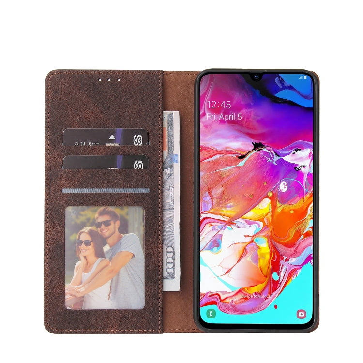 For Samsung Galaxy A70 Simple Suction Closure Horizontal Flip Leather Case with Holder & Card Slot & Wallet