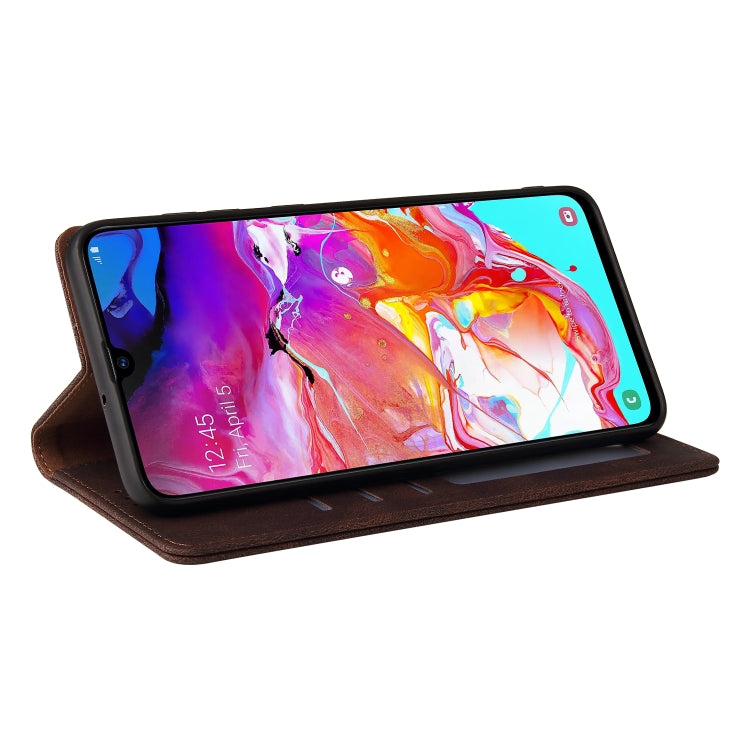 For Samsung Galaxy A70 Simple Suction Closure Horizontal Flip Leather Case with Holder & Card Slot & Wallet