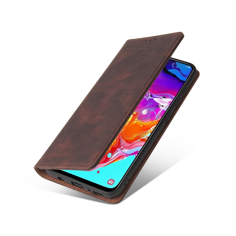 For Samsung Galaxy A70 Simple Suction Closure Horizontal Flip Leather Case with Holder & Card Slot & Wallet
