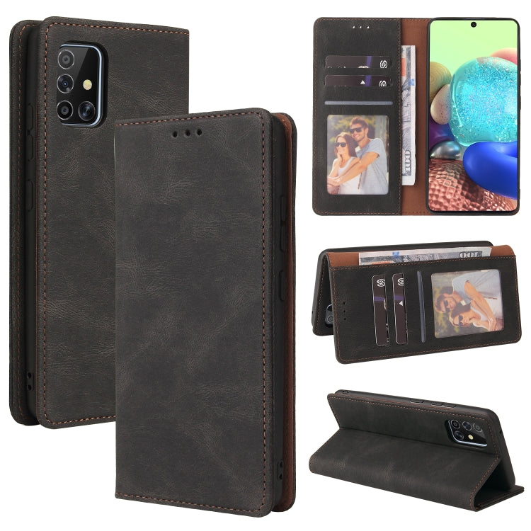 For Samsung Galaxy A71 Simple Suction Closure Horizontal Flip Leather Case with Holder & Card Slot & Wallet