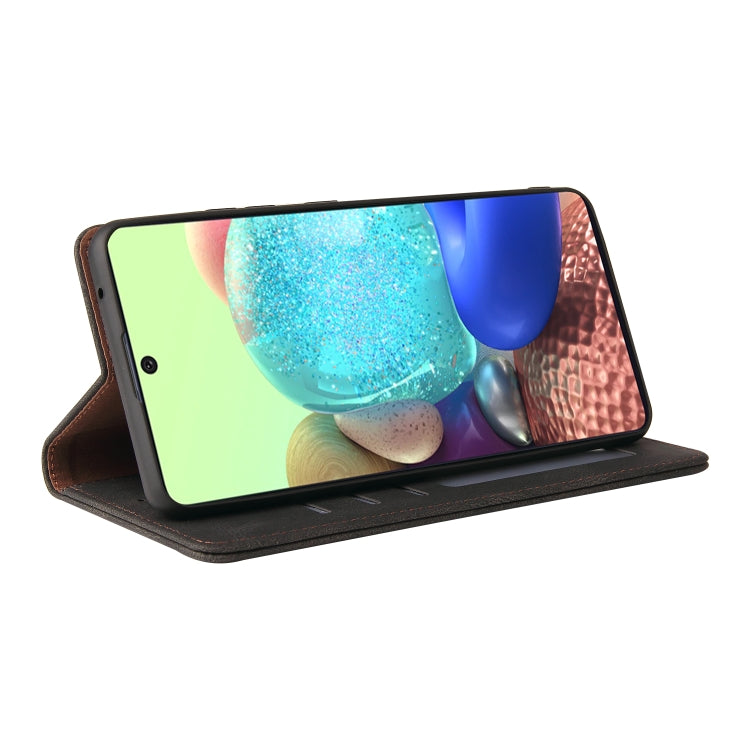 For Samsung Galaxy A71 Simple Suction Closure Horizontal Flip Leather Case with Holder & Card Slot & Wallet