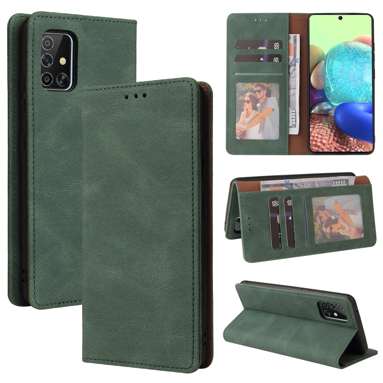 For Samsung Galaxy A71 Simple Suction Closure Horizontal Flip Leather Case with Holder & Card Slot & Wallet