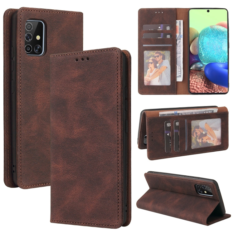 For Samsung Galaxy A71 Simple Suction Closure Horizontal Flip Leather Case with Holder & Card Slot & Wallet