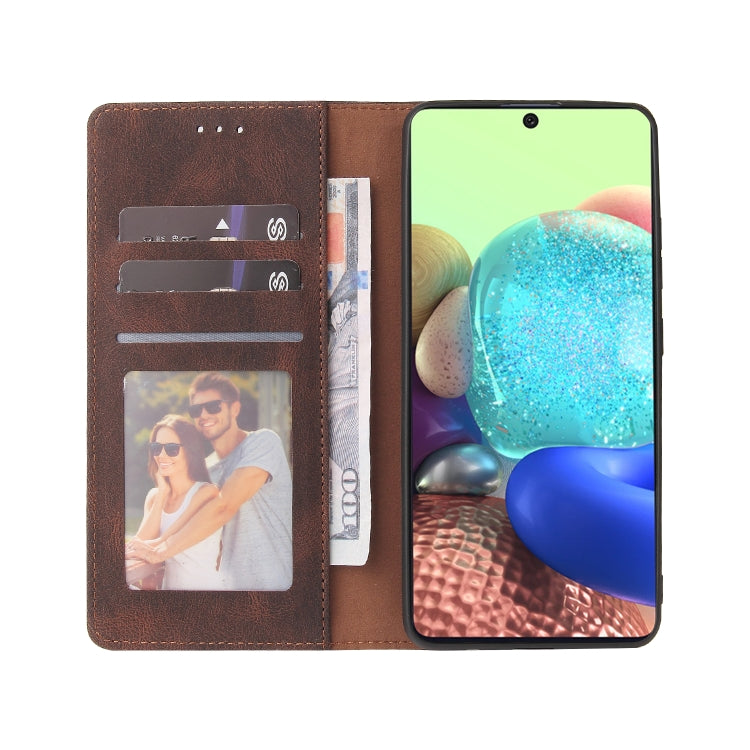 For Samsung Galaxy A71 Simple Suction Closure Horizontal Flip Leather Case with Holder & Card Slot & Wallet