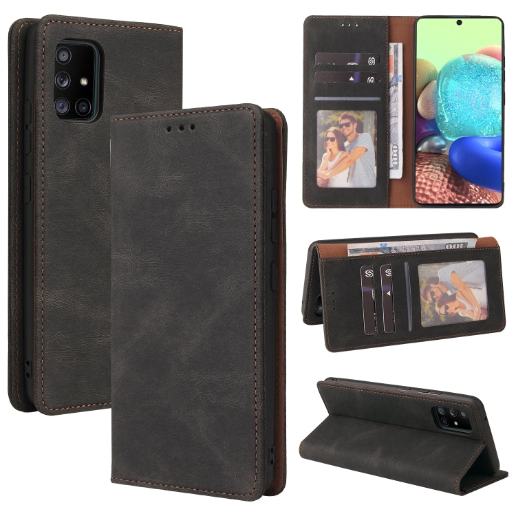 For Samsung Galaxy A71 5G Simple Suction Closure Horizontal Flip Leather Case with Holder & Card Slot & Wallet
