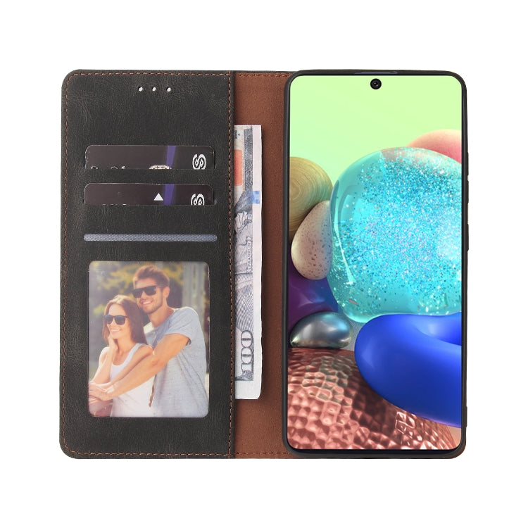 For Samsung Galaxy A71 5G Simple Suction Closure Horizontal Flip Leather Case with Holder & Card Slot & Wallet