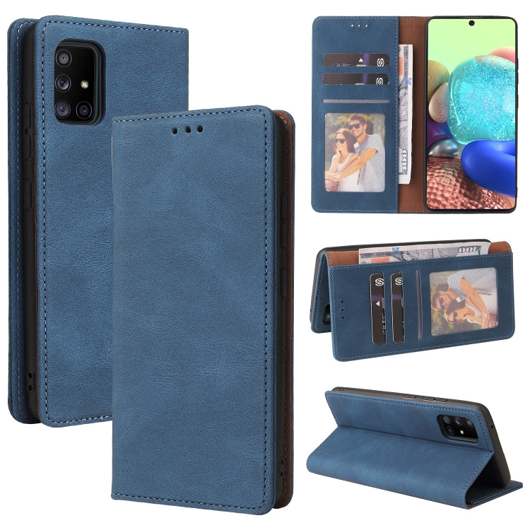 For Samsung Galaxy A71 5G Simple Suction Closure Horizontal Flip Leather Case with Holder & Card Slot & Wallet