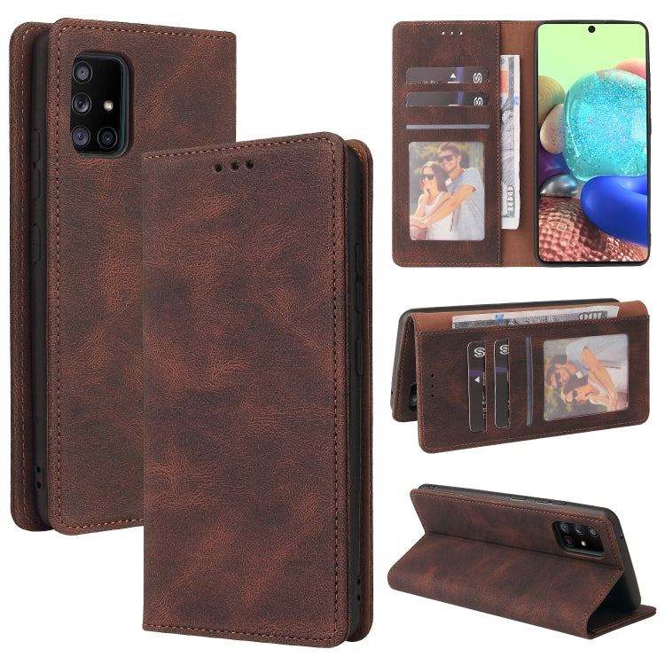 For Samsung Galaxy A71 5G Simple Suction Closure Horizontal Flip Leather Case with Holder & Card Slot & Wallet