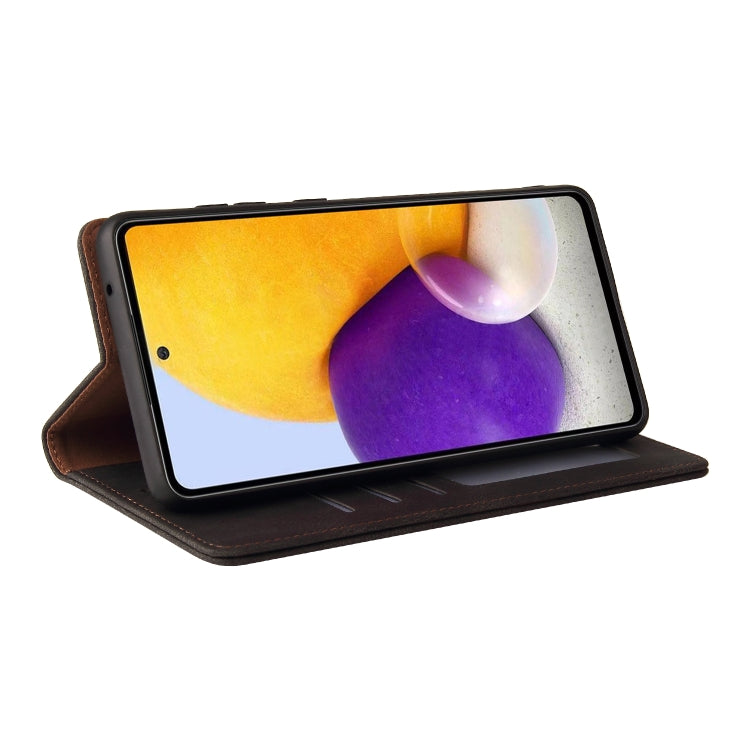 For Samsung Galaxy A72 5G / 4G Simple Suction Closure Horizontal Flip Leather Case with Holder & Card Slot & Wallet
