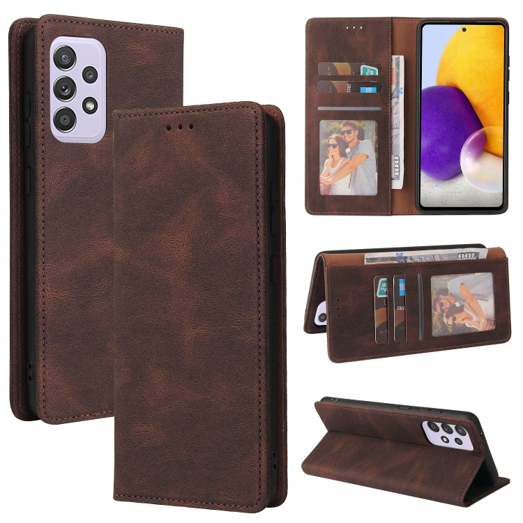 For Samsung Galaxy A72 5G / 4G Simple Suction Closure Horizontal Flip Leather Case with Holder & Card Slot & Wallet