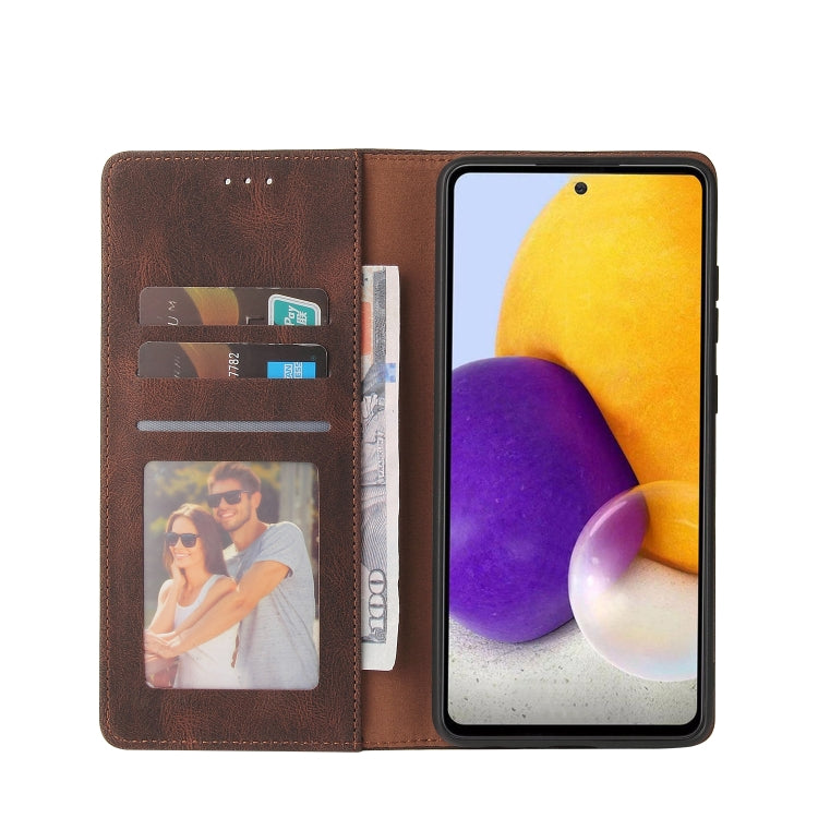 For Samsung Galaxy A72 5G / 4G Simple Suction Closure Horizontal Flip Leather Case with Holder & Card Slot & Wallet