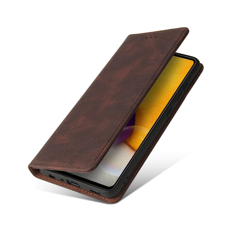 For Samsung Galaxy A72 5G / 4G Simple Suction Closure Horizontal Flip Leather Case with Holder & Card Slot & Wallet