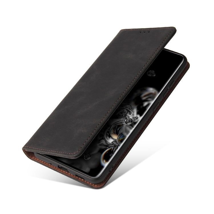 For Samsung Galaxy Note20 Ultra Simple Suction Closure Horizontal Flip Leather Case with Holder & Card Slot & Wallet