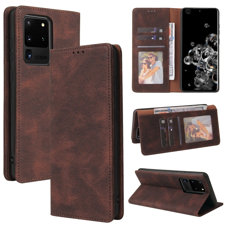 For Samsung Galaxy Note20 Ultra Simple Suction Closure Horizontal Flip Leather Case with Holder & Card Slot & Wallet