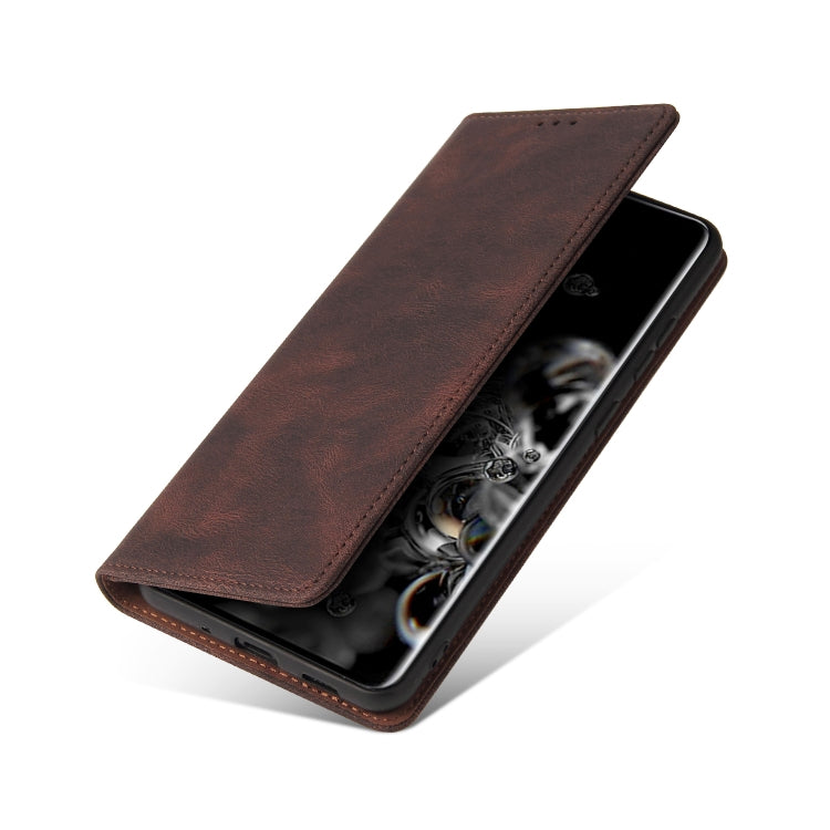 For Samsung Galaxy Note20 Ultra Simple Suction Closure Horizontal Flip Leather Case with Holder & Card Slot & Wallet
