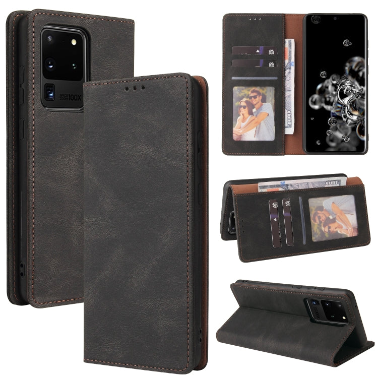 For Samsung Galaxy S20 Ultra Simple Suction Closure Horizontal Flip Leather Case with Holder & Card Slot & Wallet
