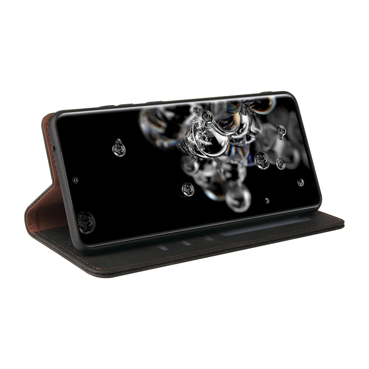 For Samsung Galaxy S20 Ultra Simple Suction Closure Horizontal Flip Leather Case with Holder & Card Slot & Wallet