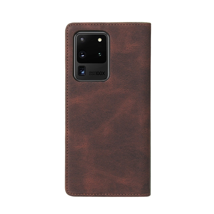 For Samsung Galaxy S20 Ultra Simple Suction Closure Horizontal Flip Leather Case with Holder & Card Slot & Wallet