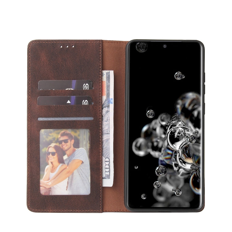 For Samsung Galaxy S20 Ultra Simple Suction Closure Horizontal Flip Leather Case with Holder & Card Slot & Wallet