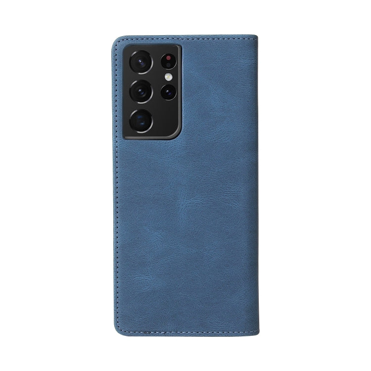 For Samsung Galaxy S21 Ultra 5G Simple Suction Closure Horizontal Flip Leather Case with Holder & Card Slot & Wallet