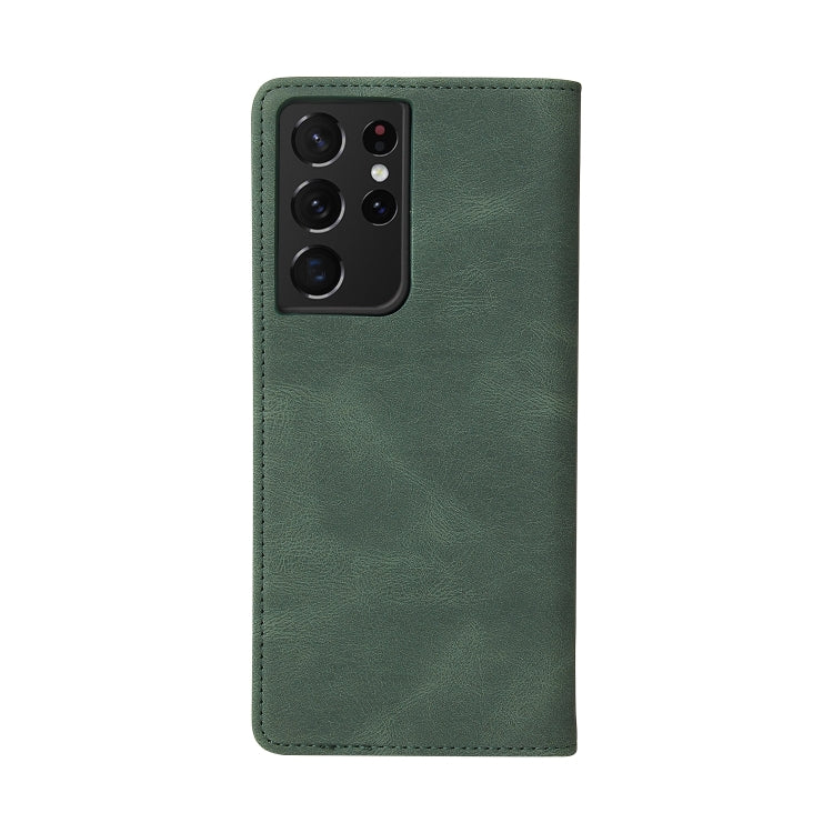 For Samsung Galaxy S21 Ultra 5G Simple Suction Closure Horizontal Flip Leather Case with Holder & Card Slot & Wallet