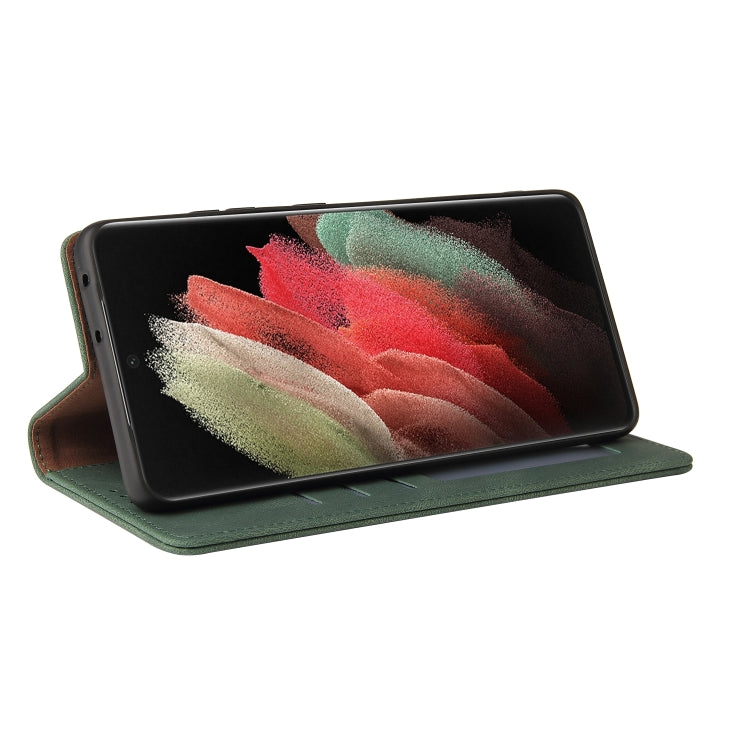 For Samsung Galaxy S21 Ultra 5G Simple Suction Closure Horizontal Flip Leather Case with Holder & Card Slot & Wallet