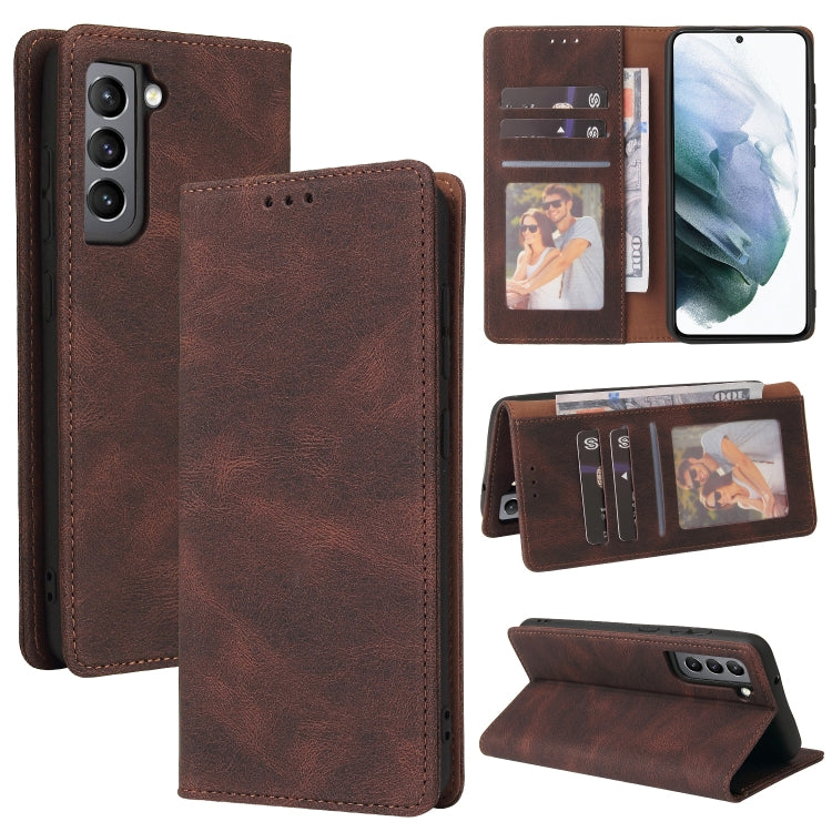 For Samsung Galaxy S21+ 5G Simple Suction Closure Horizontal Flip Leather Case with Holder & Card Slot & Wallet