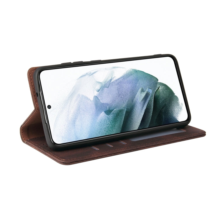 For Samsung Galaxy S21+ 5G Simple Suction Closure Horizontal Flip Leather Case with Holder & Card Slot & Wallet